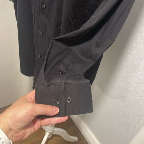 Calvin Klein Black Infinite Wrinkle Free Slim Fit Button Down Shirt XL 17 32/33 - Picture 2 of 7